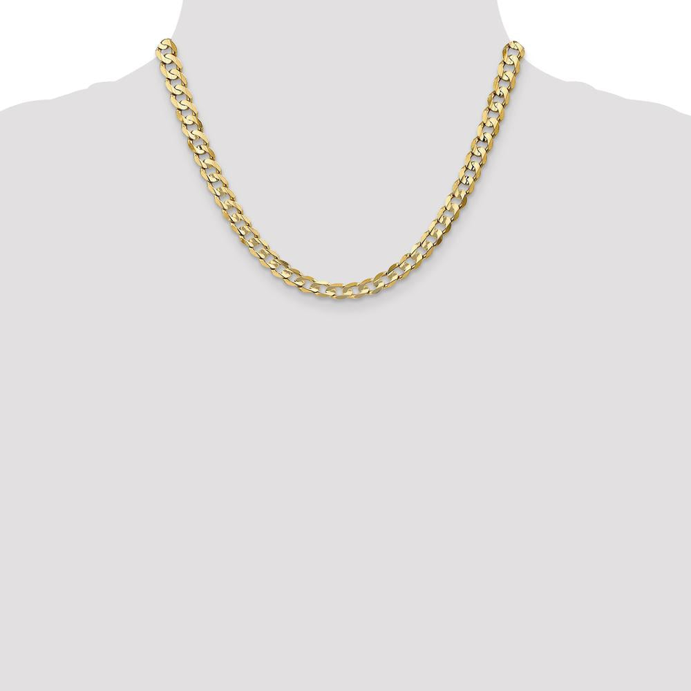 14K Yellow Gold 18" Concave Curb Chain Necklace - 6.75mm Width by Oro Pregiato
