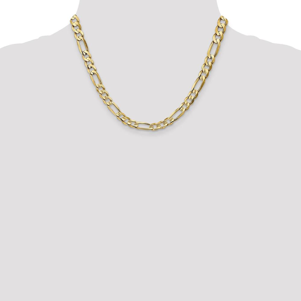 14K Yellow Gold 18" Concave Open Figaro Chain - 6.75mm Width by Oro Pregiato