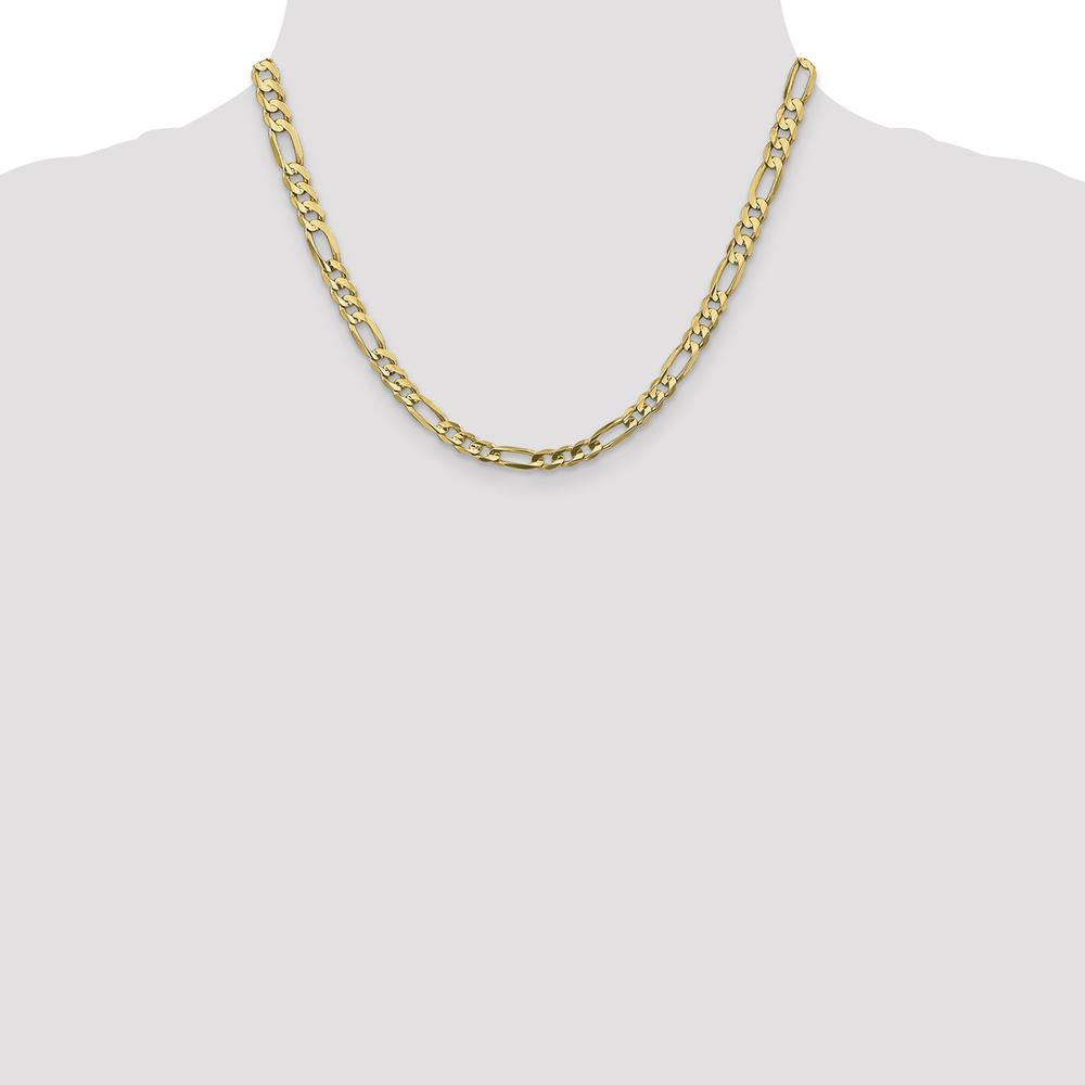 14K Yellow Gold 18" Concave Open Figaro Chain Necklace - 5.5mm Width, Lobster Clasp by Oro Pregiato
