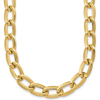 14K Yellow Gold 18" Curb Link Necklace with Polished and Textured 8mm Links by 0