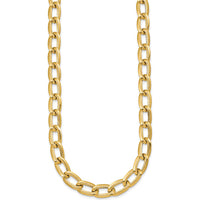 14K Yellow Gold 18" Curb Link Necklace with Polished and Textured 8mm Links by 0