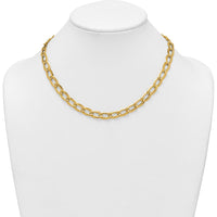 14K Yellow Gold 18" Curb Link Necklace with Polished and Textured 8mm Links by 0