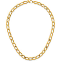 14K Yellow Gold 18" Curb Link Necklace with Polished and Textured 8mm Links by 0