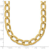 14K Yellow Gold 18" Curb Link Necklace with Polished and Textured 8mm Links by 0