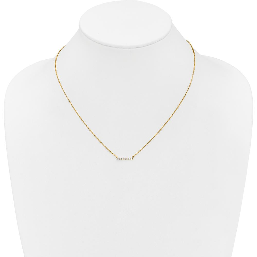 14K Yellow Gold 18" Diamond Bar Necklace with 1/4 Carat Total Diamond Weight by Oro Pregiato