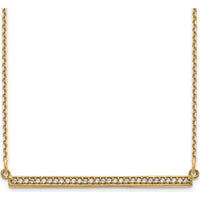 14K Yellow Gold 18" Diamond Bar Necklace with 30 Round Diamonds - 0.12 Carat Total Diamond Weight by Oro Pregiato