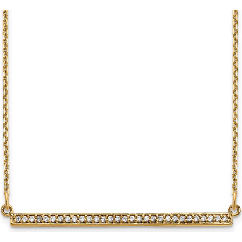 14K Yellow Gold 18" Diamond Bar Necklace with 30 Round Diamonds - 0.12 Carat Total Diamond Weight by Oro Pregiato