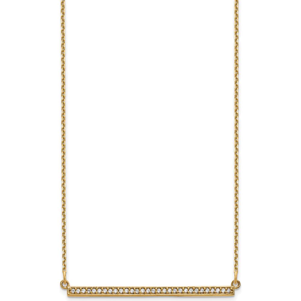 14K Yellow Gold 18" Diamond Bar Necklace with 30 Round Diamonds - 0.12 Carat Total Diamond Weight by Oro Pregiato
