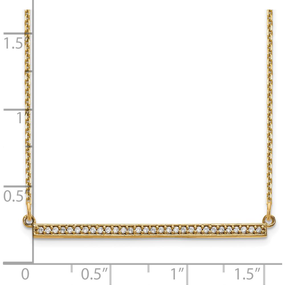 14K Yellow Gold 18" Diamond Bar Necklace with 30 Round Diamonds - 0.12 Carat Total Diamond Weight by Oro Pregiato