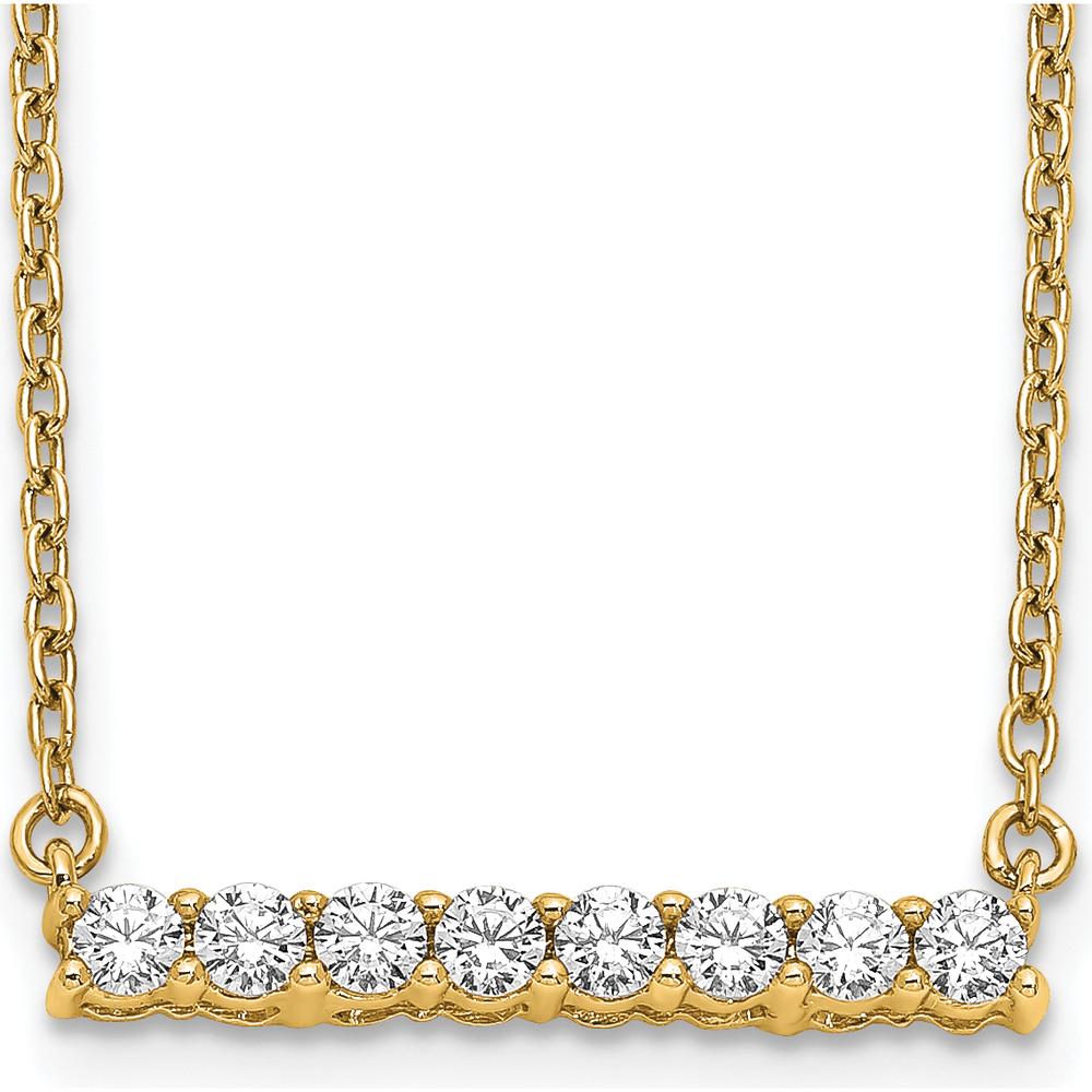 14K Yellow Gold 18" Diamond Bar Necklace with 8 Round Diamonds - 0.04 Carat Total Diamond Weight by Oro Pregiato
