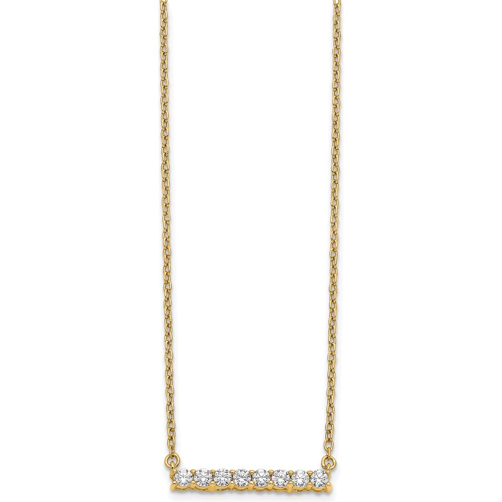 14K Yellow Gold 18" Diamond Bar Necklace with 8 Round Diamonds - 0.04 Carat Total Diamond Weight by Oro Pregiato