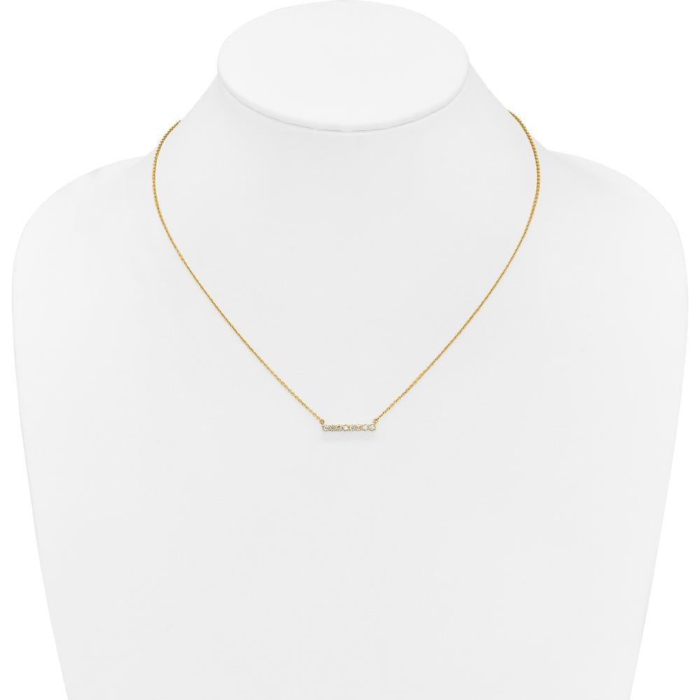 14K Yellow Gold 18" Diamond Bar Necklace with 8 Round Diamonds - 0.04 Carat Total Diamond Weight by Oro Pregiato