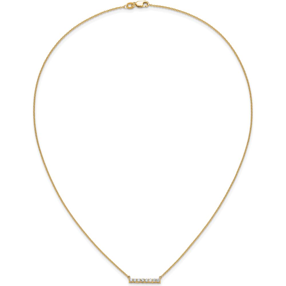 14K Yellow Gold 18" Diamond Bar Necklace with 8 Round Diamonds - 0.04 Carat Total Diamond Weight by Oro Pregiato