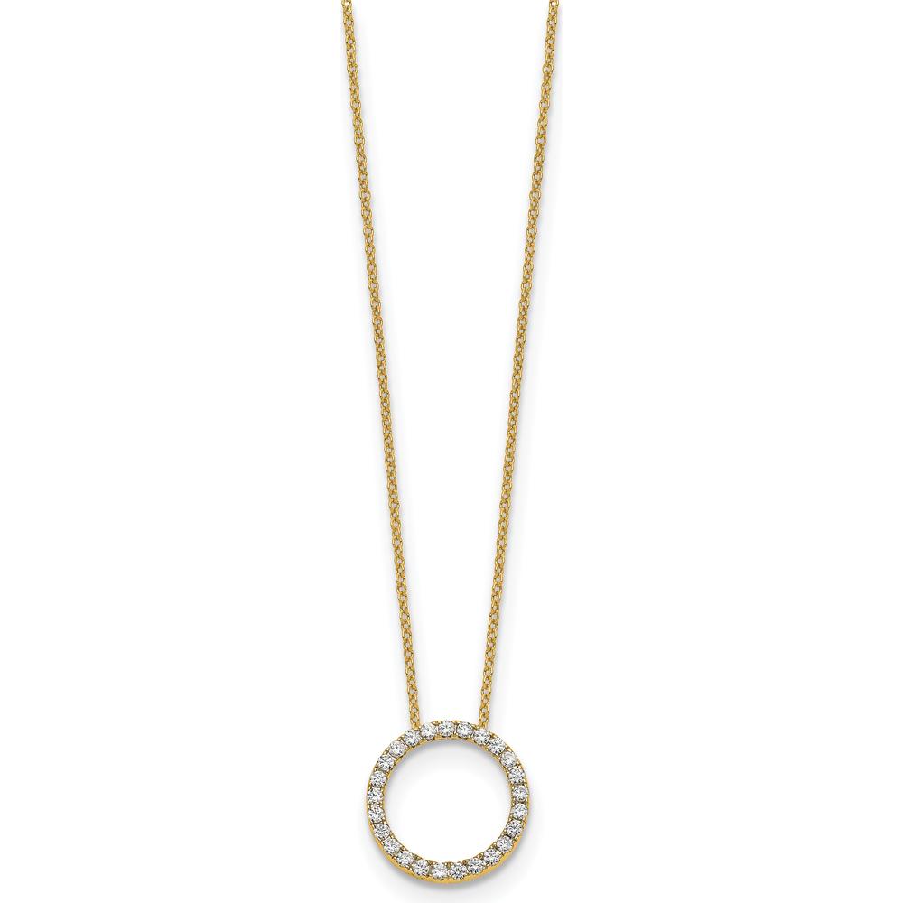 14K Yellow Gold 18" Diamond Circle Pendant Necklace with 0.5 Carat Total Diamond Weight by Oro Pregiato