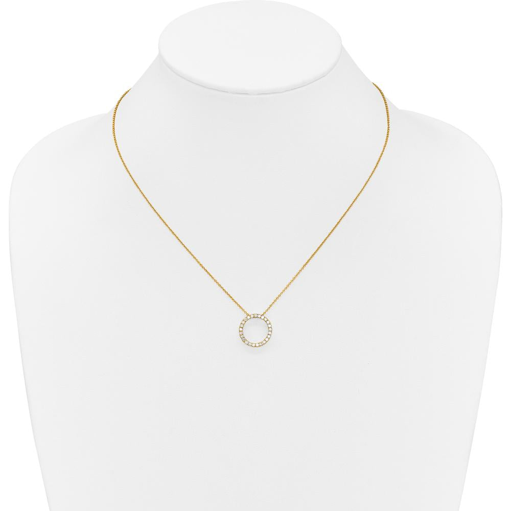 14K Yellow Gold 18" Diamond Circle Pendant Necklace with 0.5 Carat Total Diamond Weight by Oro Pregiato