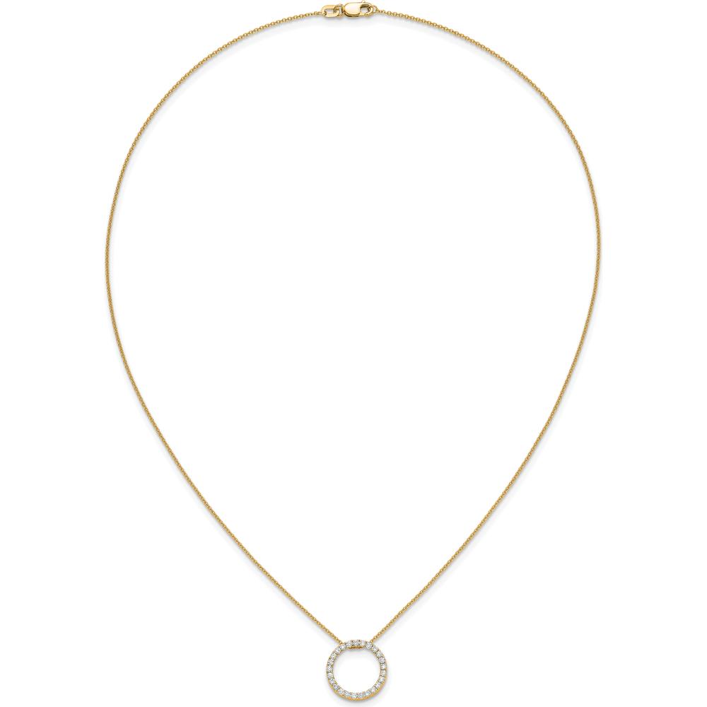 14K Yellow Gold 18" Diamond Circle Pendant Necklace with 0.5 Carat Total Diamond Weight by Oro Pregiato