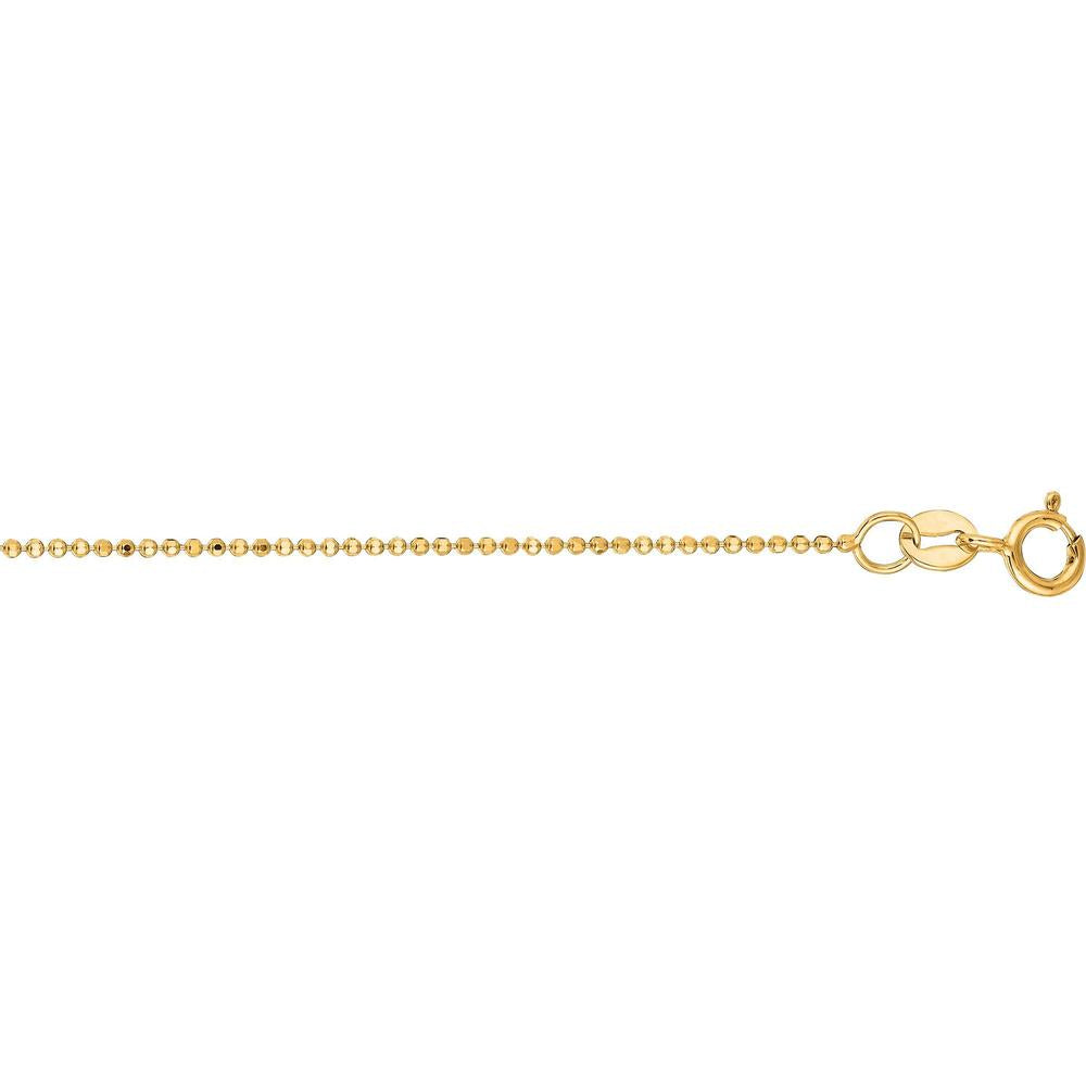 14K Yellow Gold 18" Diamond Cut Bead Chain Necklace by Orozza Fine Jewelry