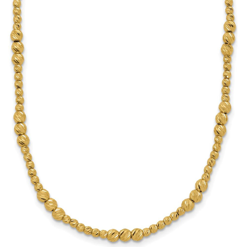 14K Yellow Gold 18" Diamond-cut Beaded Necklace - Polished Finish by 0