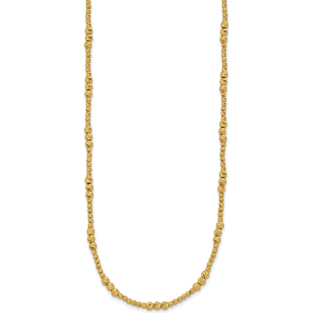 14K Yellow Gold 18" Diamond-cut Beaded Necklace - Polished Finish by 0