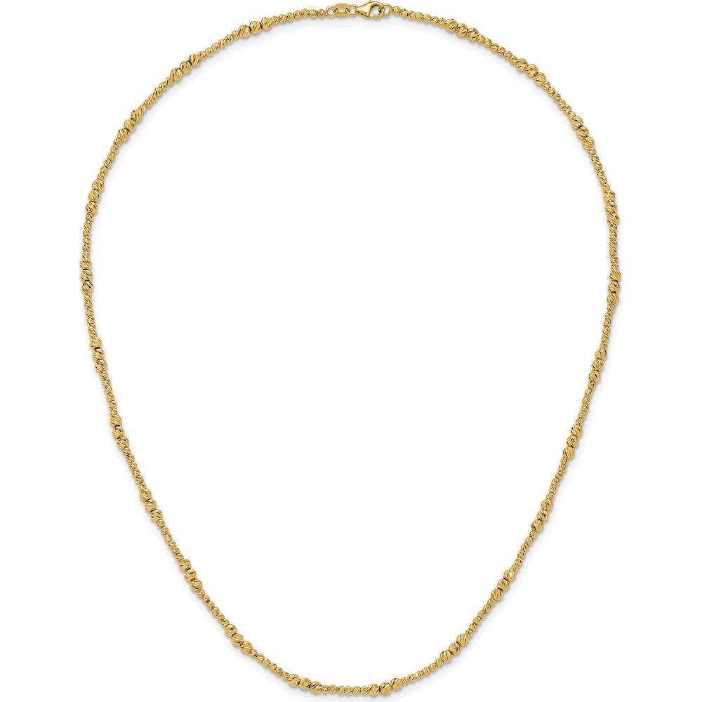14K Yellow Gold 18" Diamond-cut Beaded Necklace - Polished Finish by 0