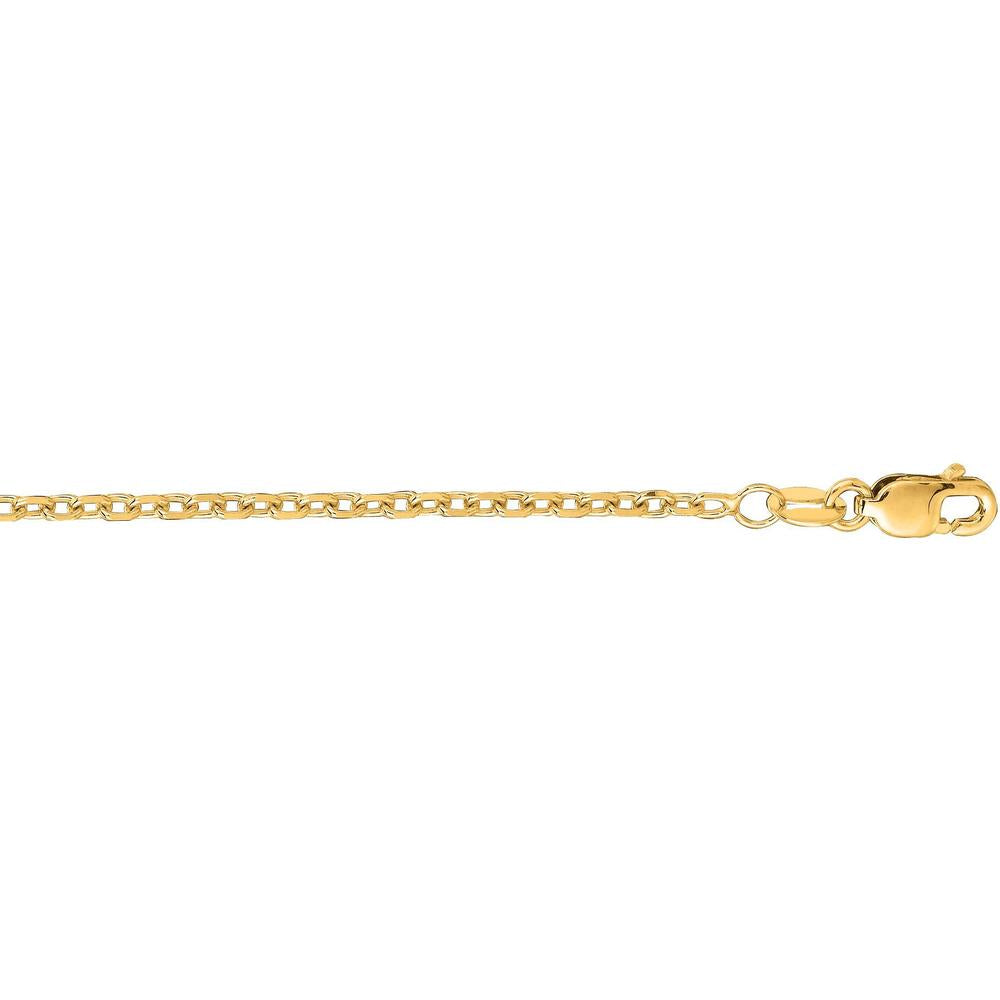 14K Yellow Gold 18" Diamond Cut Cable Chain - 1.9mm Width by Orozza Fine Jewelry