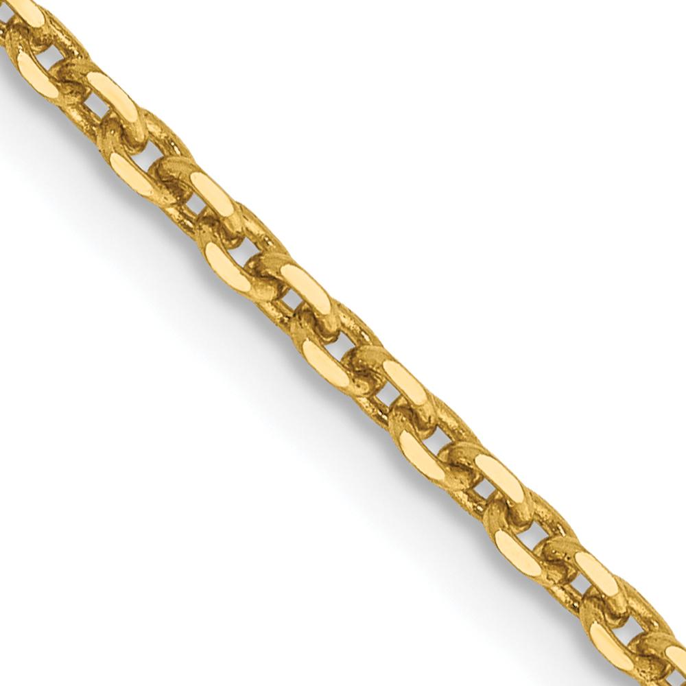 14K Yellow Gold 18" Diamond-Cut Cable Chain Necklace - 1.65mm Width by Oro Pregiato