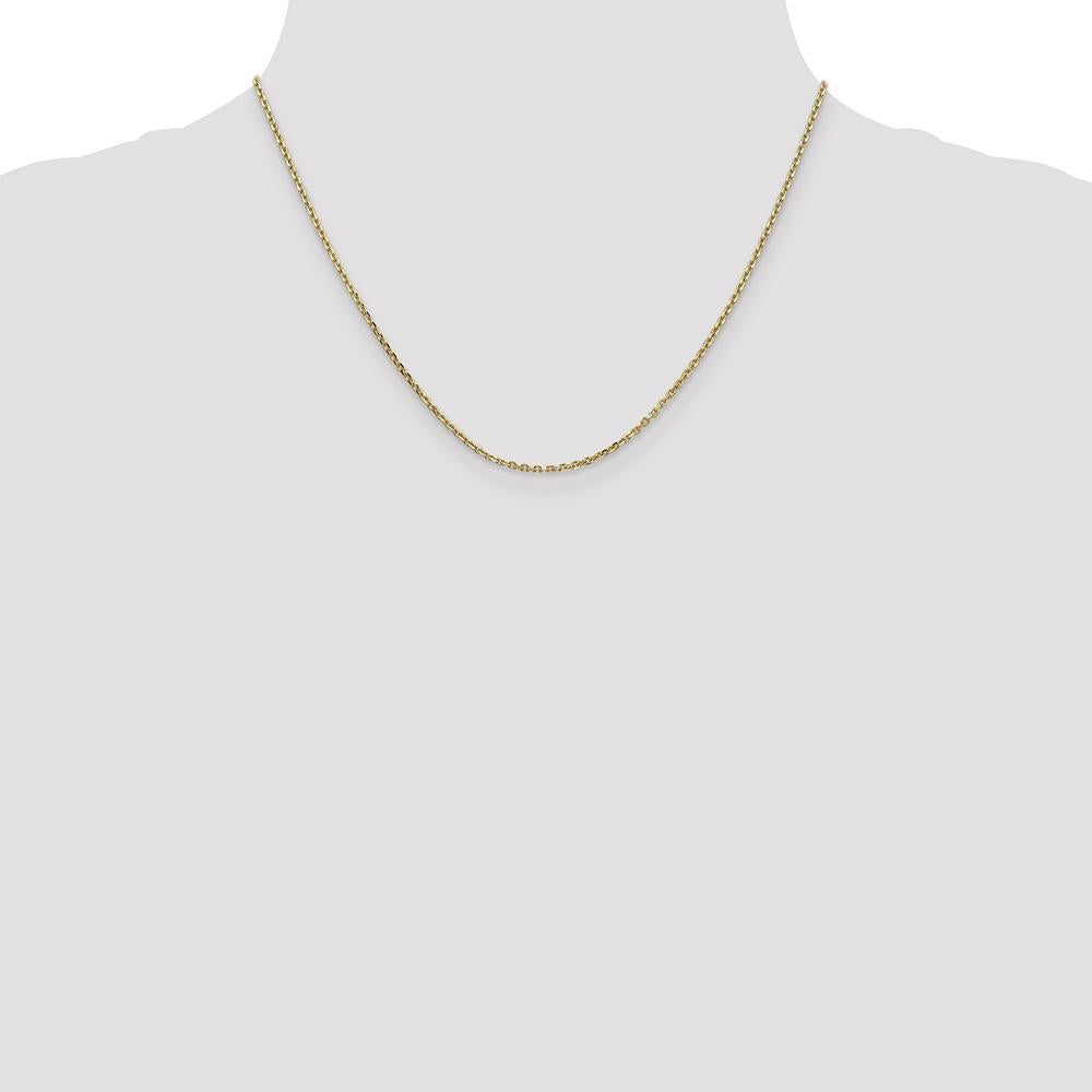 14K Yellow Gold 18" Diamond-Cut Cable Chain Necklace - 1.65mm Width by Oro Pregiato