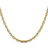 14K Yellow Gold 18" Diamond-cut Cable Link Chain Necklace - 3.7mm Width by Oro Pregiato