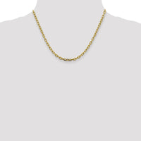14K Yellow Gold 18" Diamond-cut Cable Link Chain Necklace - 3.7mm Width by Oro Pregiato