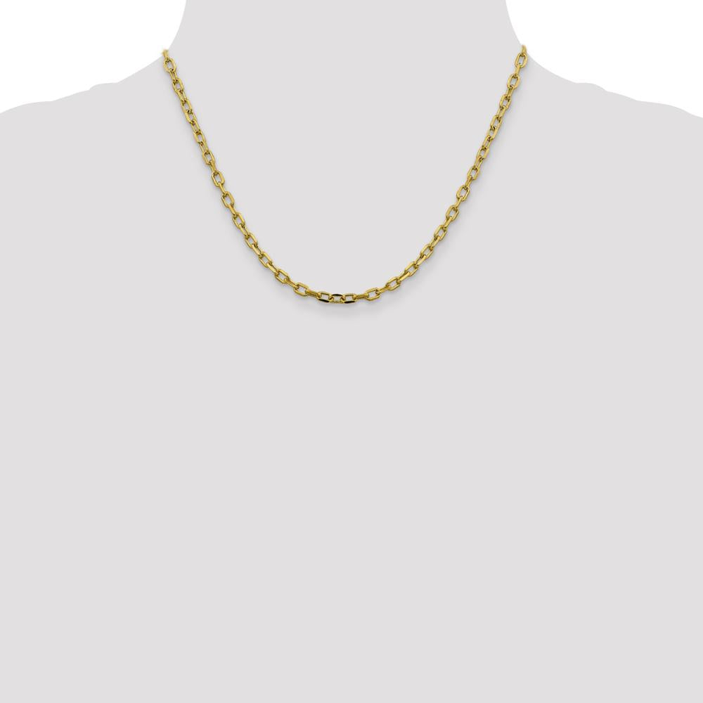 14K Yellow Gold 18" Diamond-cut Cable Link Chain Necklace - 3.7mm Width by Oro Pregiato