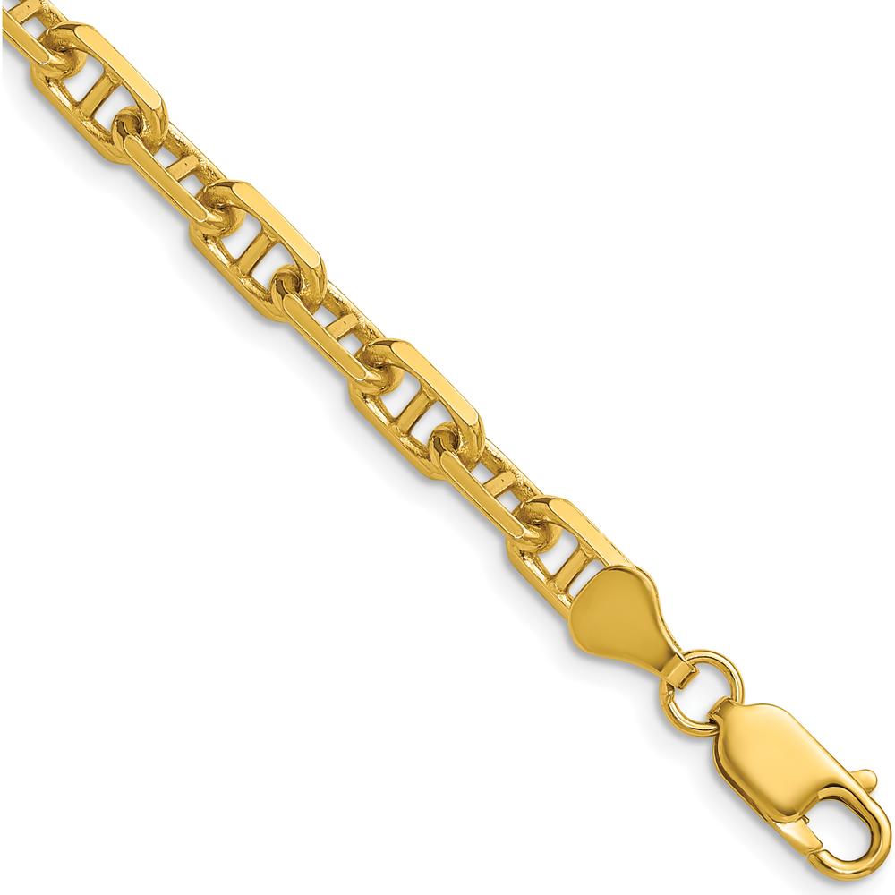 14K Yellow Gold 18" Diamond-Cut Mariner Anchor Chain Necklace by Oro Pregiato