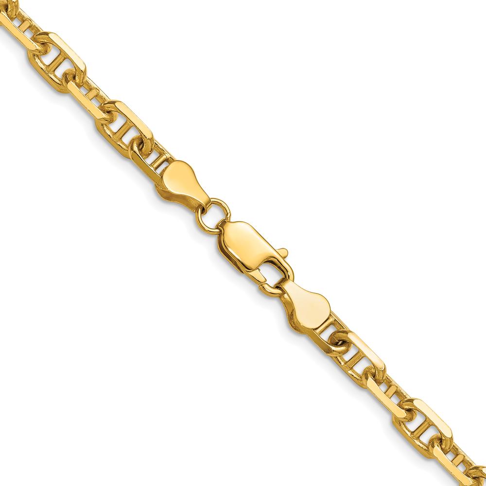 14K Yellow Gold 18" Diamond-Cut Mariner Anchor Chain Necklace by Oro Pregiato