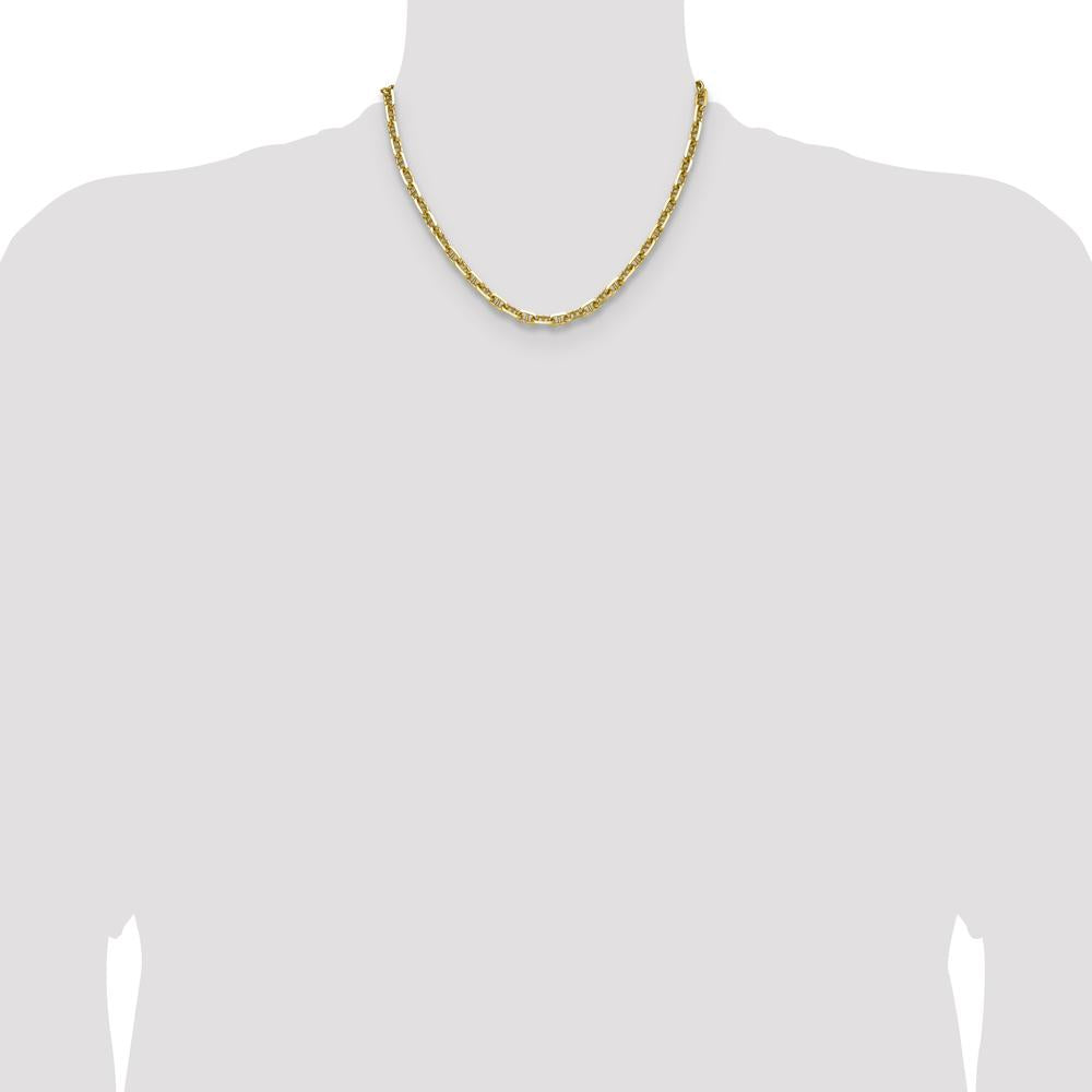 14K Yellow Gold 18" Diamond-Cut Mariner Anchor Chain Necklace by Oro Pregiato