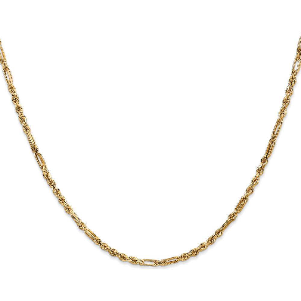 14K Yellow Gold 18" Diamond-Cut Milano Rope Chain - 2.5mm Width with Lobster Clasp by Oro Pregiato