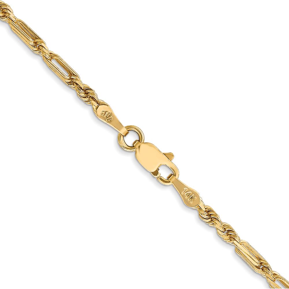 14K Yellow Gold 18" Diamond-Cut Milano Rope Chain - 2.5mm Width with Lobster Clasp by Oro Pregiato