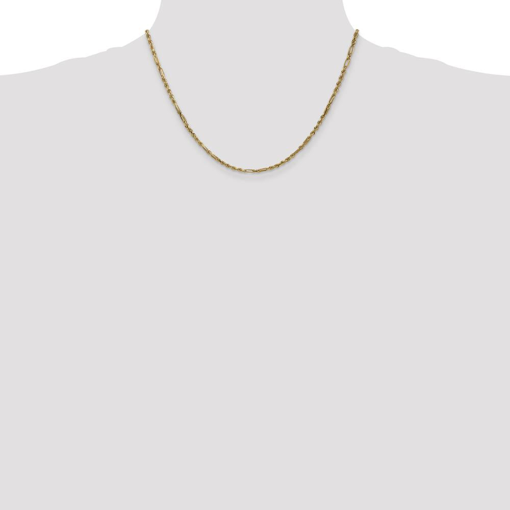 14K Yellow Gold 18" Diamond-Cut Milano Rope Chain - 2.5mm Width with Lobster Clasp by Oro Pregiato