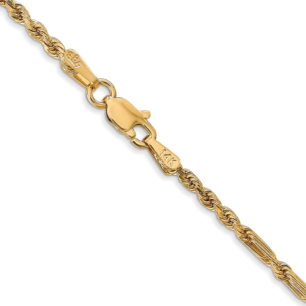 14K Yellow Gold 18" Diamond-Cut Milano Rope Chain Necklace with Lobster Clasp - 2.25mm Solid Design by Oro Pregiato