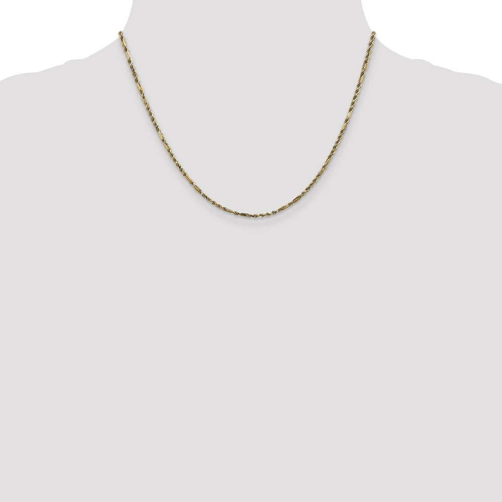 14K Yellow Gold 18" Diamond-Cut Milano Rope Chain Necklace with Lobster Clasp - 2.25mm Solid Design by Oro Pregiato