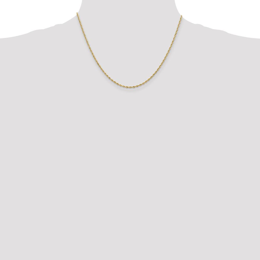 14K Yellow Gold 18" Diamond-Cut Rope Chain - 1.85mm Width by Oro Pregiato