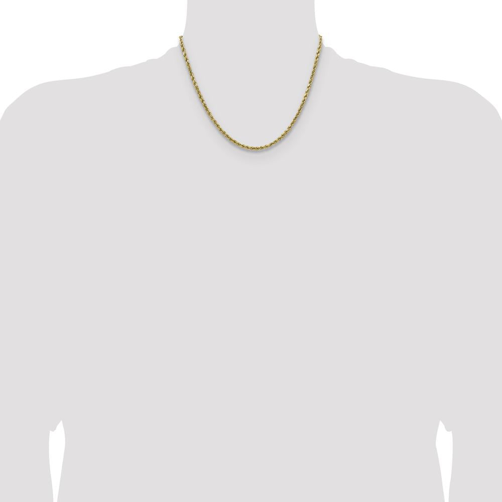 14K Yellow Gold 18" Diamond-Cut Rope Chain - 2.5mm Width by Oro Pregiato