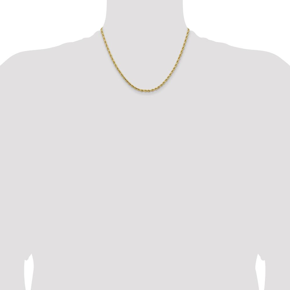 14K Yellow Gold 18" Diamond-Cut Rope Chain - 3.25mm Width with Lobster Clasp