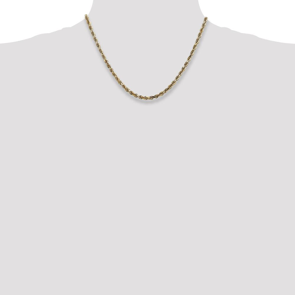 14K Yellow Gold 18" Diamond-Cut Rope Chain - 4mm Width by Oro Pregiato