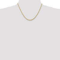 14K Yellow Gold 18" Diamond-Cut Rope Chain Necklace - 3mm Width with Lobster Clasp by Oro Pregiato