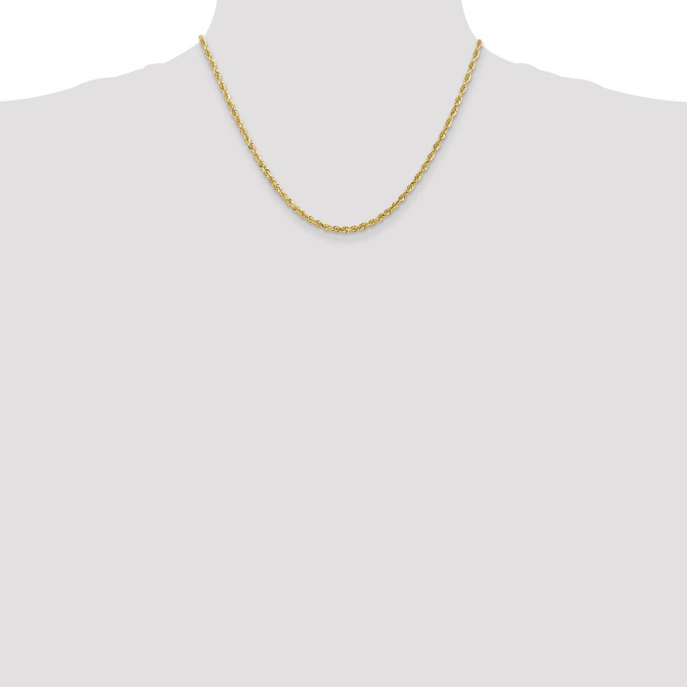 14K Yellow Gold 18" Diamond-Cut Rope Chain Necklace - 3mm Width with Lobster Clasp by Oro Pregiato