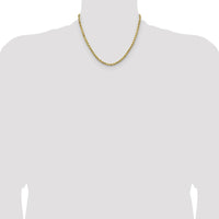 14K Yellow Gold 18” Diamond-Cut Rope Chain Necklace - 4mm Width by Oro Pregiato