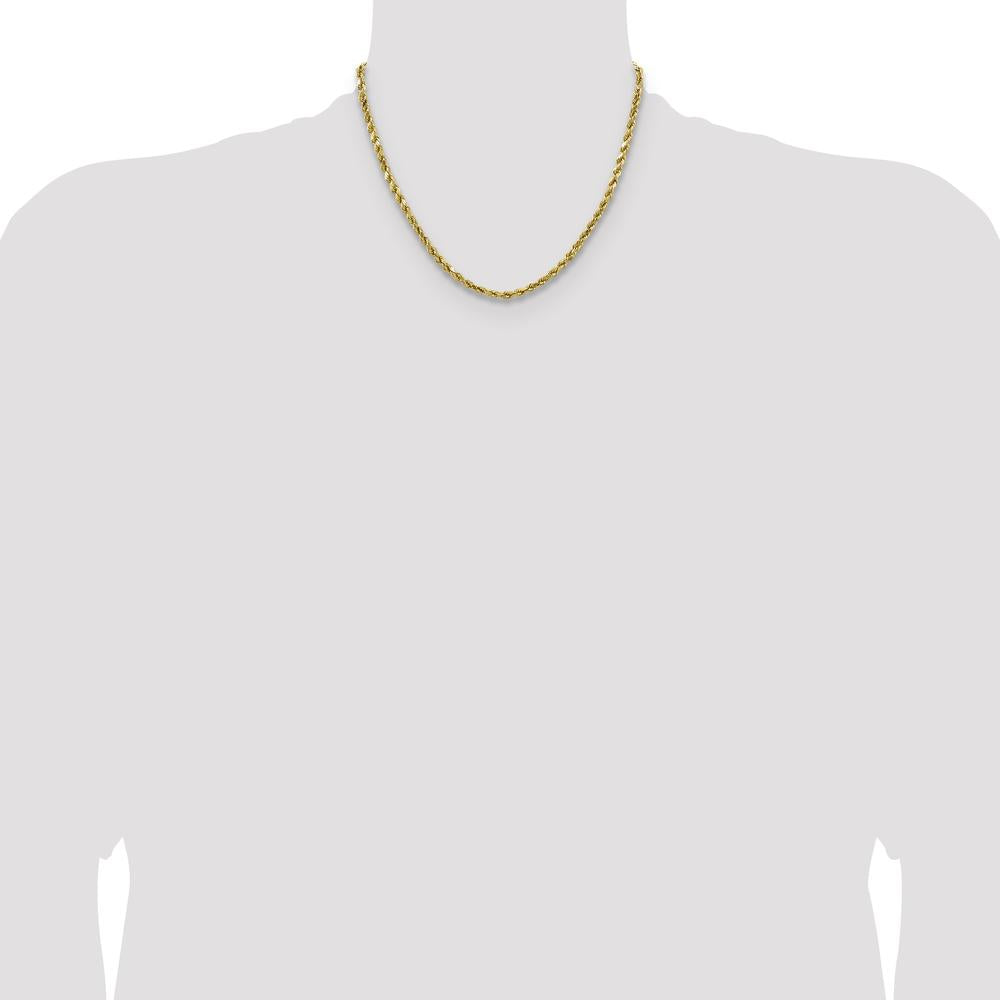 14K Yellow Gold 18” Diamond-Cut Rope Chain Necklace - 4mm Width by Oro Pregiato