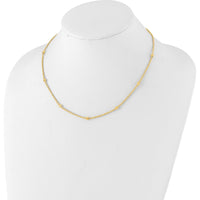 14K Yellow Gold 18" Diamond-Cut Rope Chain Necklace with 7 Polished Mirror Beads - 3.4mm by 0