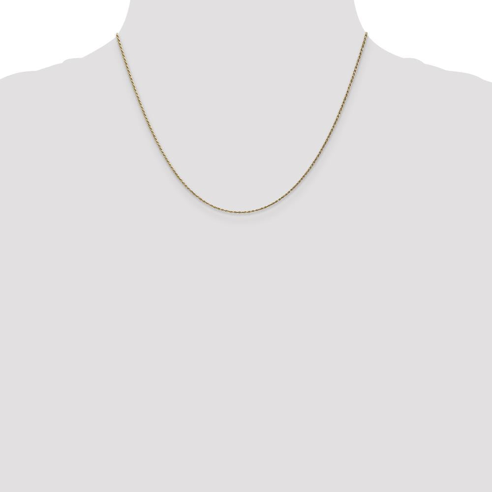 14K Yellow Gold 18" Diamond-Cut Rope Chain Necklace with Lobster Clasp - 1.15mm