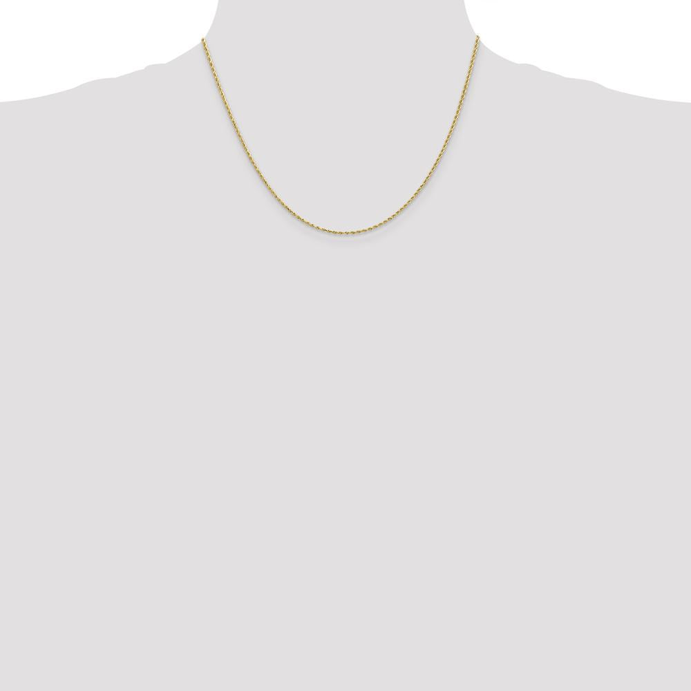 14K Yellow Gold 18" Diamond-Cut Rope Chain Necklace with Lobster Clasp - 1.5mm