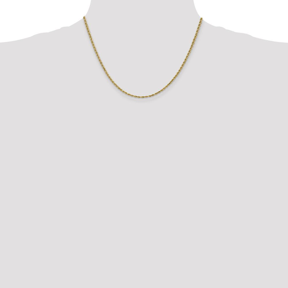 14K Yellow Gold 18" Diamond-Cut Rope Chain Necklace with Lobster Clasp - 2.25mm